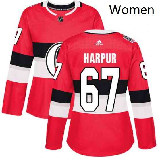 Womens Adidas Ottawa Senators 67 Ben Harpur Authentic Red 2017 100 Classic NHL Jersey